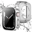 2 in 1 全面保護Apple Watch 用 防水ケース 46mm アップルウォッチ カバー 直角エッジデザイン 保護 アップルウォッチ Series 10 カバー ガラスフィルム 一体型 二重構造 PC環保素材 一体型カバー背面カバー 装着簡単 脱落しやすい iwatch (46mm, シルバー)