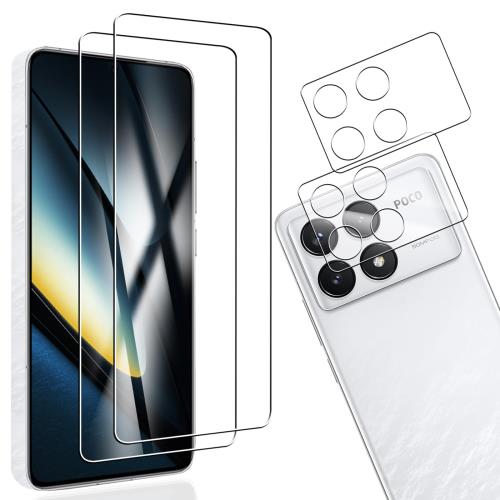 対応 Xiaomi POCO F6 Pro ガラスフィルム 2枚 + 対応 Xiaomi POCO F6 Pro レンズ保護フィルム 2枚 対応 Xiaomi POCO F6 Pro 用のフィルム 液晶保護フィルム 全面保護 耐衝撃 極薄 気泡ゼロ 指紋防止レンズ保護フィルム*2+ガラスフィルム*2PCduoduo
