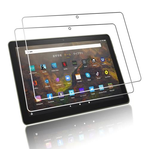 二枚FOR Fire HD 10 / HD 10 Plus 2021 用 ガラスフィルム/硬度 9H FOR Fire HD 10 / HD 10 Plus 2021 用 強化ガラス フィルム 指紋防止/自動吸着/撥水撥油/飛散防止/気泡ゼロ PCduoduo