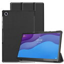 FOR Lenovo Tab M10 HD Gen 2 10.1 用の 三つ折ケース 手帳型 スマートケース マグネット内蔵 オートスリープ機能 FOR Lenovo Tab M10 HD (2nd Gen) / TB-X306F TAB 用の PUレザーカバー スタンド機能付き 衝撃吸収 軽量 薄型 全面保護 PCduoduo (Lenovo Tab M10, ブラック)
