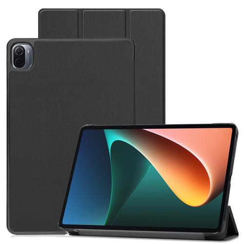 FOR Xiaomi Mi Pad 5 / Mi Pad 5 Pro 用の 三つ折ケース 手帳型 スマートケース マグネット内蔵 オートスリープ機能 FOR Xiaomi Mi Pad 5 / Mi Pad 5 Pro 用の PUレザーカバー スタンド機能付き 衝撃吸収 軽量 薄型 全面保護 PCduoduo (Xiaomi Mi Pad 5 / Mi Pad 5 Pro, ブラ