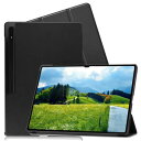 FOR Galaxy Tab S8 Ultra 14.6インチ 2022用の 三つ折ケース 手帳型 スマートケース マグネット内蔵 オートスリープ機能 FOR Galaxy Tab S8 Ultra 14.6インチ 2022 用の PUレザーカバー スタンド機能付き 衝撃吸収 軽量 薄型 全面保護 PCduoduo (ブラック)