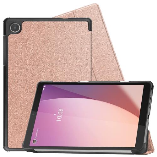 FOR Lenovo Tab M8 (4th Gen) 8.0インチ用の 三つ折ケース 手帳型 スマートケース マグネット FOR Lenovo Tab M8 (4th Gen) 8.0インチ 用の PUレザーカバー スタンド機能付き 衝撃吸収 軽量 薄型 全面保護 PCduoduo （ローズゴールド）