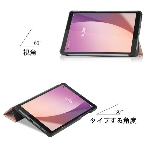 FOR Lenovo Tab M8 (4th Gen) 8.0インチ用の 三つ折ケース 手帳型 スマートケース マグネット FOR Lenovo Tab M8 (4th Gen) 8.0インチ 用の PUレザーカバー スタンド機能付き 衝撃吸収 軽量 薄型 全面保護 PCduoduo （ローズゴールド） 2