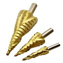 ステップドリル 六角軸 3本 4-32mm15段 4-20mm9段 4-12mm9段 3本セット チタンコーティング 穴あけ 穴拡大 もっと鋭い HSS鋼 ドリ...
