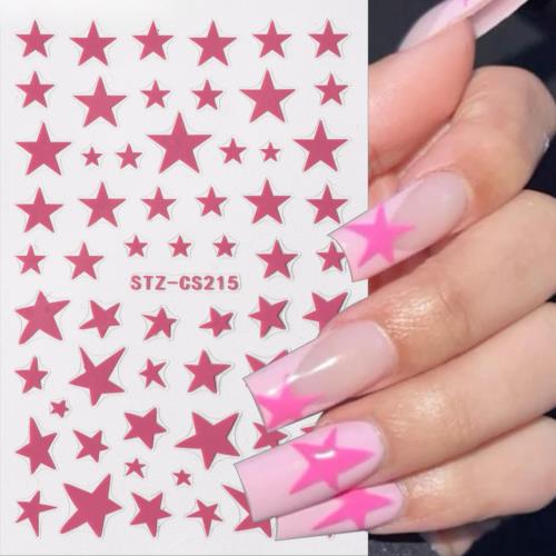 EZ PEACH ネイルシール 星 ハート 四芒星 ネイルステッカー 3D 立体 可愛い キラキラ ネイル用シール 透明 自己粘着 簡単ネイルアート ファッション 極薄 人気 お洒落 (星柄/Rose Red)