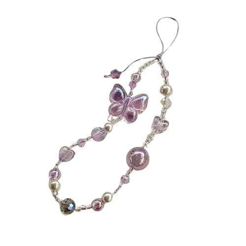 [EZ PEACH] ストラップ スマホ 手首 落下防止 携帯 ハンドストラップ 女の子 吊り下げペンダント装飾 落下防止 蝶結び カラフルビーズ スマホ小物 全機種対応 (F)