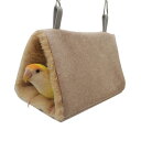 鳥たちの寝床 三角ハウス バードテント ハンモック 吊りベッド インコ おもちゃ 鳥の巣 寝袋 文鳥 鸚鵡 小動物 ハウス 冬 吊り下げ 厚みふわふわ 暖かい 遊び場 保温 寒さ対策 鳥の おもちゃ 鳥用品 文鳥 鸚鵡 フックとチェーン付き 両側開放型 (S, カーキ色の)