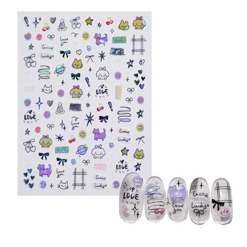 EZ PEACH ネイルシール 動物 猫 犬 白 黒 ヒョウ柄 透け感 立体 極薄 落書きスタイル 押し花 キュート ..