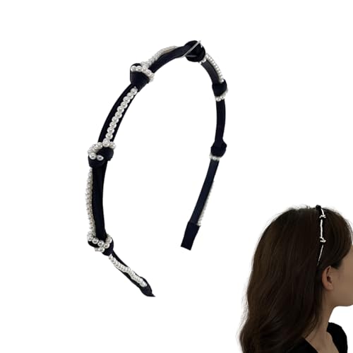 EZ PEACH カチューシャ シンプル リボン パール キラキラと輝 ラインストーン ヘッドアクセ ヘア デイリー ヘアアクセサリー カチューシャ パールカチューシャ 可愛い 前髪 髪留め 髪飾り 結婚式 発表会 入学式 (パール02)