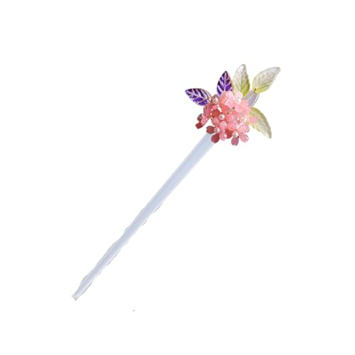EZ PEACH べっ甲風 スティック かんざし ヘアスティック 一本挿し シンプル ヘアアクセサリー 浴衣 ゆかた (花々/アジサイ)