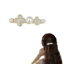 EZ PEACH バレッタ 大きめ シンプル 細 ライン セミマット パイプ パール 結婚式 髪飾り ビジュー こなれ感 ヘアアクセサリー 大人 普段使い ヘア...