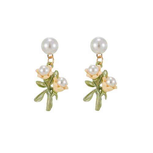 EZ PEACH イヤリング 揺れる 鈴蘭花 甘い気質の小さな新鮮な白い 人気 花 可愛い ロング 花びら アクセサリー キラキラ 上品 ファッション 耳飾り おしゃれ タイプ プレゼント (C)