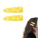 EZ PEACH 前髪クリップ 花 ヘアピン ヘアクリップ 前髪 髪留め 髪飾り 跡がつかないピン ヘアアクセサリー 2点セット (Yellow)