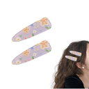 EZ PEACH 前髪クリップ 花 ヘアピン ヘアクリップ 前髪 髪留め 髪飾り 跡がつかないピン ヘアアクセサリー 2点セット (Purple)