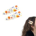 EZ PEACH 前髪クリップ 花 ヘアピン ヘアクリップ 前髪 髪留め 髪飾り 跡がつかないピン ヘアアクセサリー 2点セット (White)