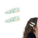EZ PEACH 前髪クリップ 花 ヘアピン ヘアクリップ 前髪 髪留め 髪飾り 跡がつかないピン ヘアアクセサリー 2点セット (Lake Blue)