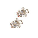 EZ PEACH バンスクリップ ミニ ヘアアクセサリー レディース ヘアクリップ 小さめ 蝶 パール 髪留め ヘアピン 髪飾り 2個セット (蝶/Silver)