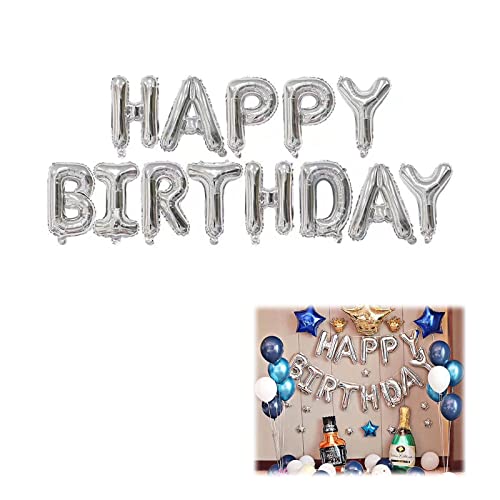 nalaina 誕生日 バルーン バースデー 飾り付け HAPPY BIRTHDAY 文字 風船 飾り ペット誕生日 写真道具 大人 子供 誕生日用品 シルバー