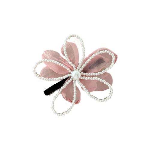 EZ PEACH 髪飾り クリアビーズ お花 キラキラ 髪留め 髪飾り ヘアアクセサリー レディース 結婚式 パーティー 入学式 お呼ばれ 卒業式 和装 成人式 振袖 浴衣 (灰桜パール)
