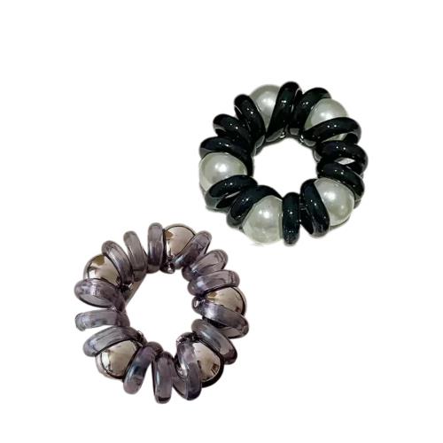 EZ PEACH ヘアゴム 電話コード型ヘアゴム パール 太め髪ゴム 跡がつかない 人気パステルカラー スパイラルヘアゴム おしゃれヘアアクセサリー 髪留めゴム...