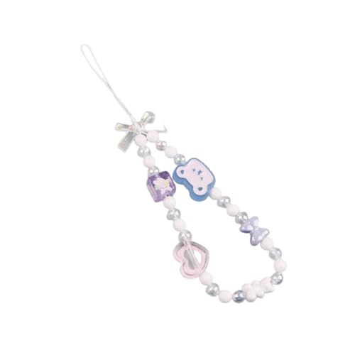 [EZ PEACH] ストラップ スマホ 手首 落下防止 携帯 ハンドストラップ 女の子 吊り下げペンダント装飾 落下防止 カラフルビーズ 猫 ねこ まんまるお花 スマホ小物 全機種対応 (C)