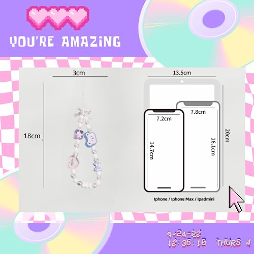 FIDELAの[EZ PEACH] ストラップ スマホ 手首 落下防止 携帯 ハンドストラップ 女の子 吊り下げペンダント装飾 落下防止 カラフルビーズ 猫 ねこ まんまるお花 スマホ小物 全機種対応 (C)｜アングル2