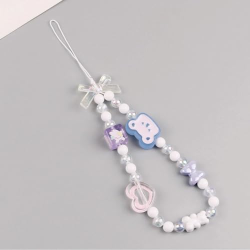 FIDELAの[EZ PEACH] ストラップ スマホ 手首 落下防止 携帯 ハンドストラップ 女の子 吊り下げペンダント装飾 落下防止 カラフルビーズ 猫 ねこ まんまるお花 スマホ小物 全機種対応 (C)｜アングル3