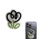スマホリング かわいい アクリル フラワー ケース スマホケース スマホ小物 お花 スマホ グリップトック グリップトーク スマホグリップ ホールドリング 落下防止 かわいい (チューリップ/Black)