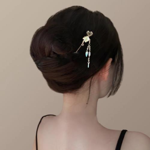 EZ PEACH かんざし スティック かんざし ヘアスティック 簪 蝶 桜 花 パール 簪パーツ 一本挿し シンプル ヘアアクセサリー 浴衣 ゆかた 和装小物 (若竹色)