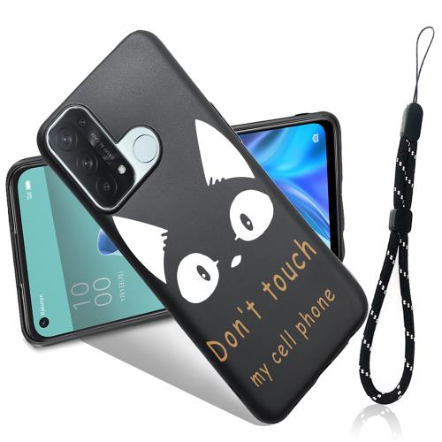 FOR OPPO Reno5 A 用のケース FOR OPPO Reno5 A 用のケース 薄型 軽量 衝撃吸収 TPU ストラップ付き 背面 創意 ブラック かわいい パターン 携帯 ケース FOR OPPO Reno5 A 用の全面保護 ケース 落下防止 PCduoduo (Don't touch)