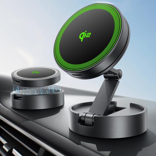 THREEKEY スマホホルダー 車 ワイヤレス充電 マグセーフ クルマ Qi2 充電器 車載360°回転可能 高硬度亜..