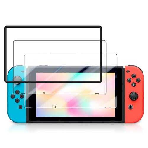 JCJCLY 対応 Switch ガラスフィルム 6.2インチ2枚入り+ガイド枠付き 国産旭硝子素材製 強化ガラス 保護 フィルム「硬度9H 耐衝撃 飛散防止 ...