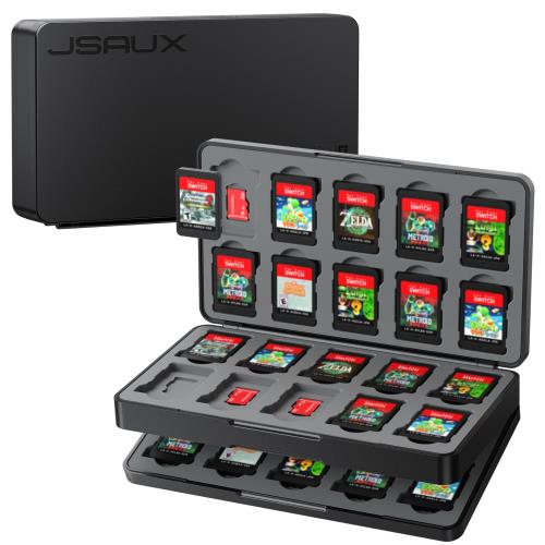 Switch 2対応 JSAUX ゲームカードケース｜ゲームカード40枚＋Micro SD40枚収納・Switch／Lite／OLED対応・マグネット式開閉・ハードシェル 整然収納・傷防止・ホコリ防止・耐衝撃・保護性能・ブラック