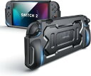 JSAUX スイッチ2 対応保護ケース Nintendo Switch 2対応カバー|半包囲型グリップデザインで簡単着脱|TPU素材・人間工学握りやすい・落下防止・衝撃吸収・携帯便利カバー|ブラック PC0118