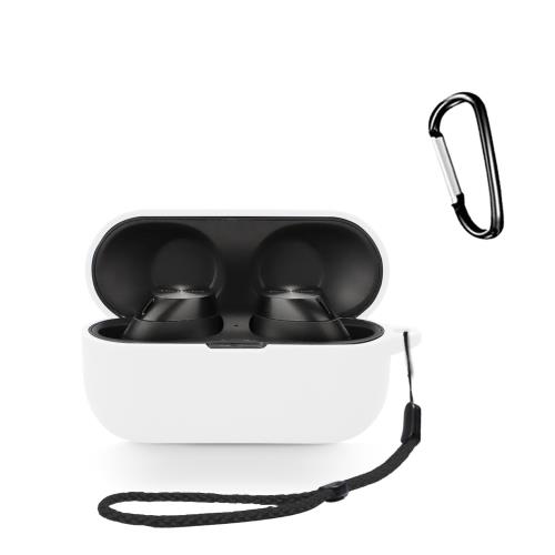 パナソニック(Panasonic) Technics EAH-AZ60M2 用 ケース 全面保護カバー シリコンケース カラビナ付き+ストラップ付きHUKWIMO カラビナ付き 耐衝撃 防水 防塵 装着充電可能 全面保護 キズ防止 Technics EAH-AZ60M2 対応インイヤーヘッドホン用ヘッドホンケース [ホワイト 白