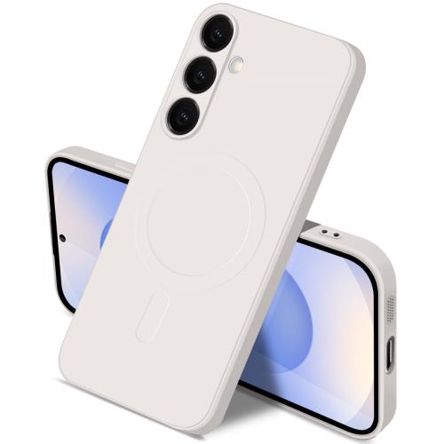Galaxy S25 ケース Magsafe対応黄ばみにくい 耐黄変 耐衝撃 米軍MIL規格取得 マグネット搭載 SC-51F シリコン カバー ギャラクシーS25 スマホケース 液体シリコーン 軽量 薄型 ワイヤレス充電対応 ストラップホール付き 滑り止め 落下防止（ホワイト）