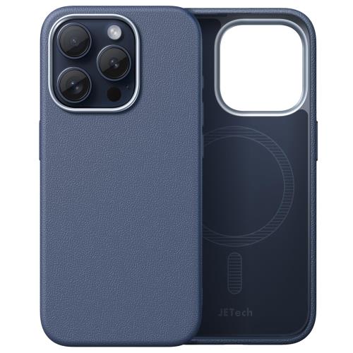 乐天商城 - JETech iPhone 15 Pro 6.1インチ用 スリムケース MagSafeに対応 ソフトTPU 傷つけ防止 耐衝撃 フォンカバー レザーテクスチャーデザイン (ブルー)