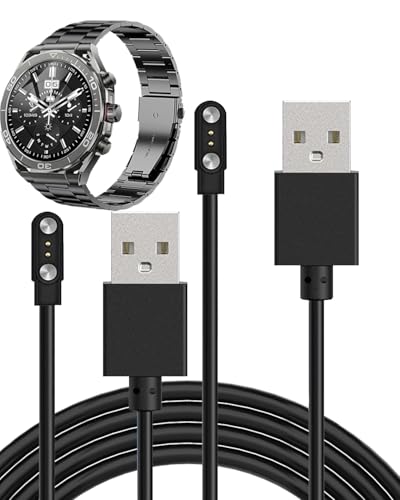2本FOSMET LGW6 対応 スマートウォッチ 充電ケーブル 充電器 USB-Aコネクタ 携帯充電器 超高耐久 1m長さ 軽量 小さい 持ち運び便利ブラック