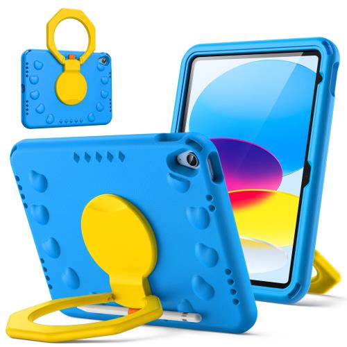 JETech 子供用 iPad (A16) 第11/10世代 (2025/2022)用 ケース 360度回転ハンドルスタンド付き 耐衝撃 軽量 タブレットカバー Pencilホルダー付き (ブルー)