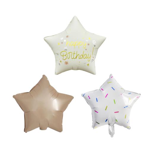 HAPPY BIRTHDAY 風船 誕生日用飾り付けセット バースデー スター型 アルミバルーン 記念撮影 パーティー かわいい 装飾 バースデー パーティー 飾り 18インチ 3個セット (ベビーピンク・クリーム)