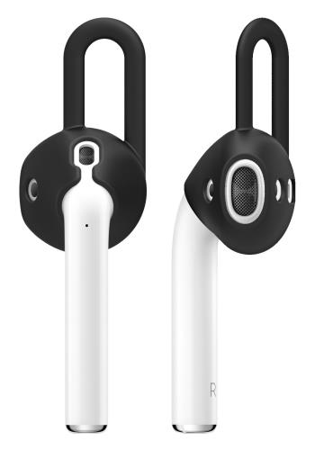 elago AirPods 対応 イヤーピース 落下防止 アクセサリー イヤフォン カバー イヤーフック イヤホン ホルダー 2セット （Sサイズ/Lサイズ） [ Apple AirPods1 / AirPods2 Wireless Charging Case エアーポッズ 対応 ] EAR PADS ブラック