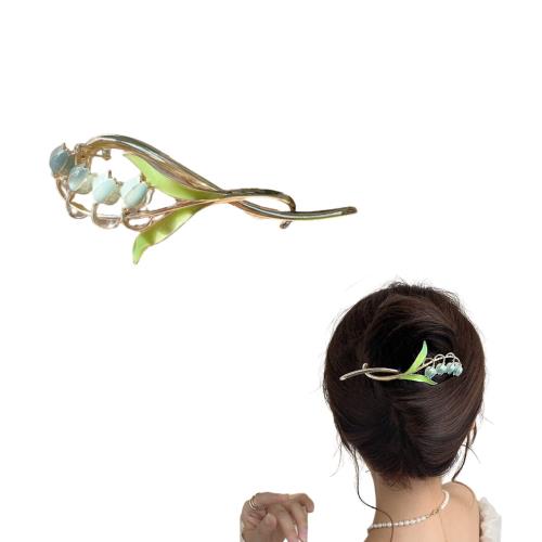 EZ PEACH ヘアクリップ スズラン 花 ヘアピン 髪留め 髪飾り バンスクリップ バレッタ ヘアアクセサリー レディース ウェディング 結婚式 卒業式 入学式 成人式 (Blue)