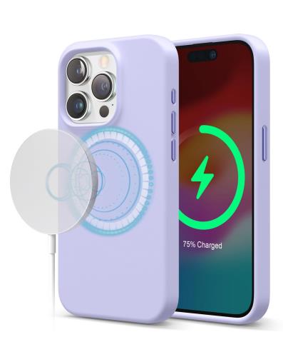 elago iPhone15Pro 対応 ケース MagSafe 対応 シリコン 耐衝撃ケース 手触り サラサラ 傷 指紋 防止 耐衝撃 マグセーフ スマホケース [ Apple iPhone15 Pro アイフォン15 プロ 対応 携帯ケース ] iPhone15Proケース MagSafe SOFT SILICONE CASE パープル
