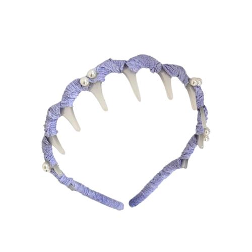 EZ PEACH カチューシャ コーム付きカチューシャ メンズ レディース ヘッドバンド 固定 ヘアアレンジ メイク スポーツ 洗顔 デート 部屋用 痛くない 男女兼用 髪飾り (藤色/パール, 幅約1cm)