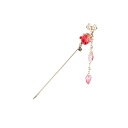 EZ PEACH かんざし スティック かんざし ヘアスティック 簪 蝶 桜 花 パール 簪パーツ 一本挿し シンプル ヘアアクセサリー 浴衣 ゆかた 和装小物 (紅梅色)