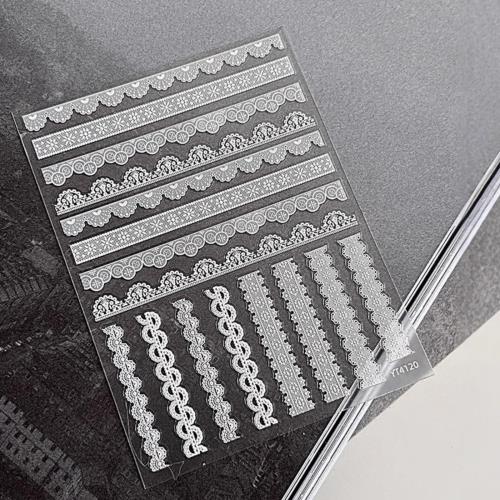 EZ PEACH ネイルシール リボン ネイルステッカー リボン 立体 レース 可愛い ネイル用シール 3d 透明 蝶結び 自己粘着 (White04)