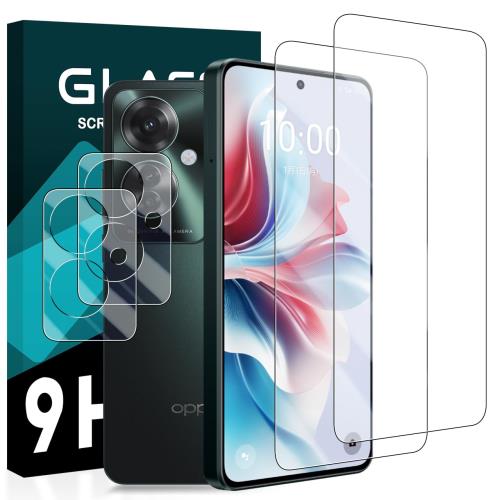 cronincards 対応 OPPO Reno11 A フィルム ＋ レンズ保護フィルム（2+2枚入） 国産旭硝子素材 強化ガラス 液晶 対応 Reno 11 A ガラスフイルム 対応 リノ11 A 保護フィルム 3D Touch対応 ケース カバー 高光沢 硬度9H 防指紋 衝撃吸収 高透過率 飛散防止 貼り付け簡単 気泡