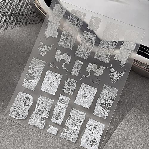 EZ PEACH ネイルシール リボン ネイルステッカー リボン 立体 レース 可愛い ネイル用シール 3d 透明 蝶結び 自己粘着 (White02)