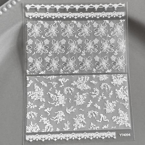 EZ PEACH ネイルシール リボン ネイルステッカー リボン 立体 レース 可愛い ネイル用シール 3d 透明 蝶結び 自己粘着 (White05)